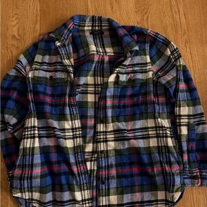 Madewell Blue and Green Plaid Shirt